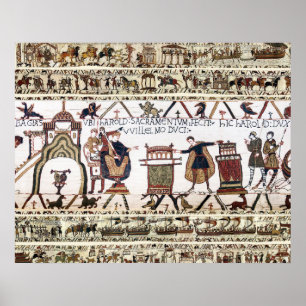Póster BAYEUX TAPESTRY Harold hizo juramento sobre reliqu