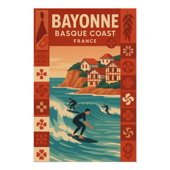 Póster Bayonne — Costa Vasca Francesa (Anverso)