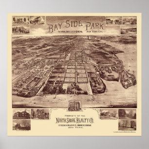Póster Bayside Park - Queens, NY Panoramic Map - 1915