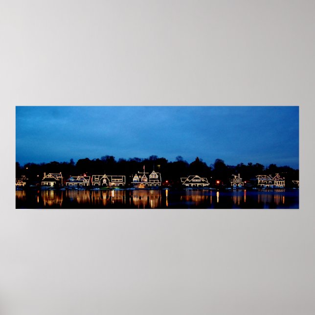 Póster BBoat House Row nightscape panoramic photograph (Frente)