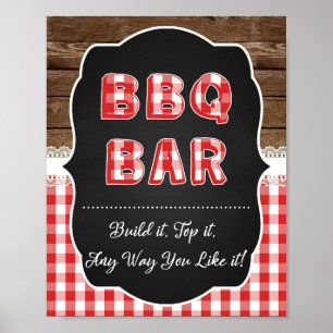 Póster BBQ Bar Rótulo - Red Baby Q