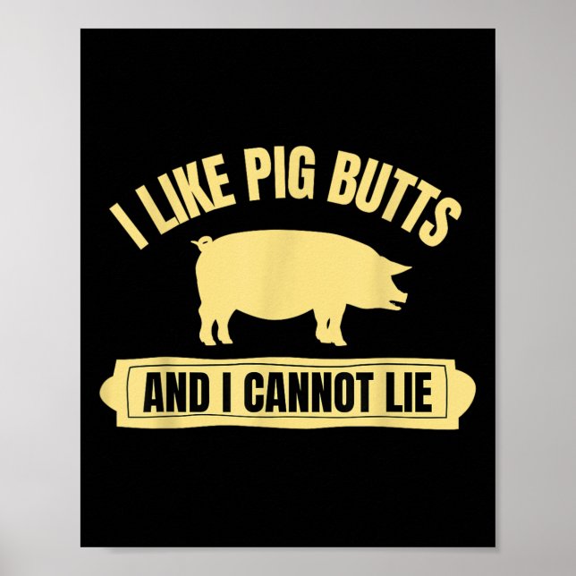 Póster Bbq Barbeque Grilling Me Gusta G Butts Y No Puedo (Frente)