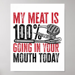 Póster Bbq Barbeque - Mi Carne Va 100% En La Boca