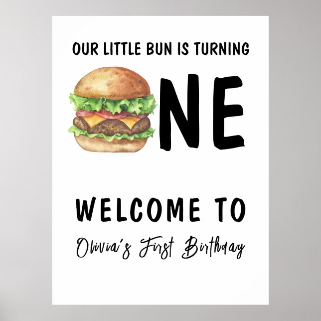 Póster BBQ Burger First Birday Party (Frente)