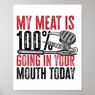 Póster Bbq Byrbeque - Mi Carne Va 100% En La Boca