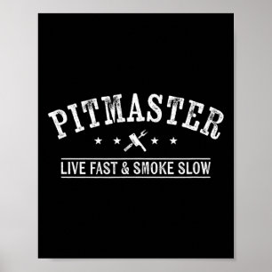 Póster Bbq Pitmaster Con Horquilla De Carne Y Grill
