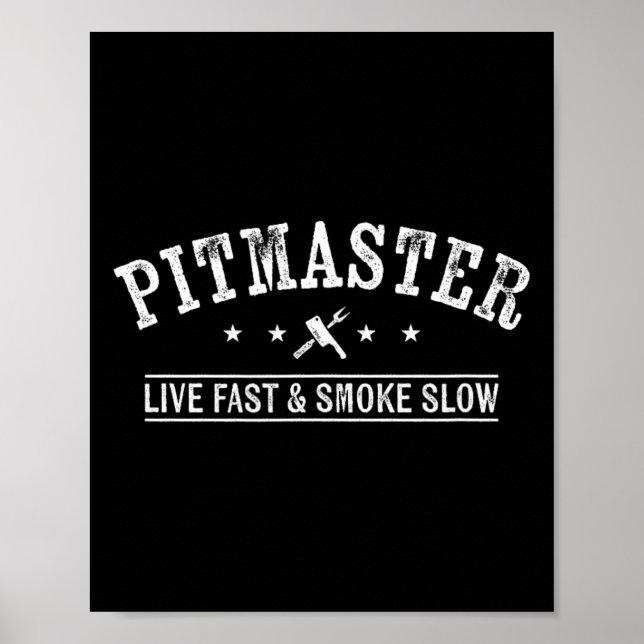 Póster Bbq Pitmaster Con Horquilla De Carne Y Grill (Frente)