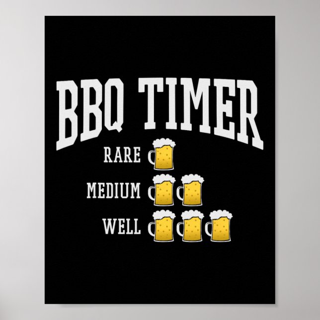 Póster Bbq Timer Funny Grill Chef Grill Cocinar Cerveza L (Frente)