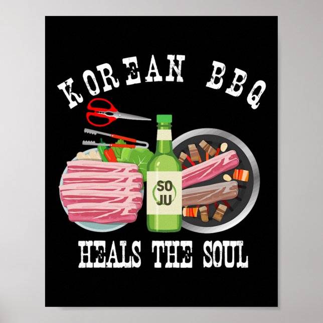 Póster Bbq Y Soju Corren El Coreano De Soul Funny (Frente)