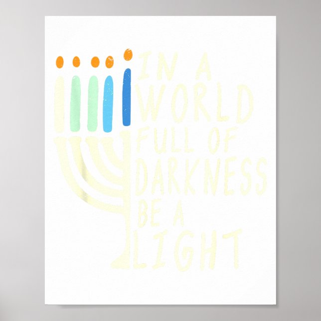 Póster Be A Light Happy Hanukkah Menorah Jewish Gift  (Frente)