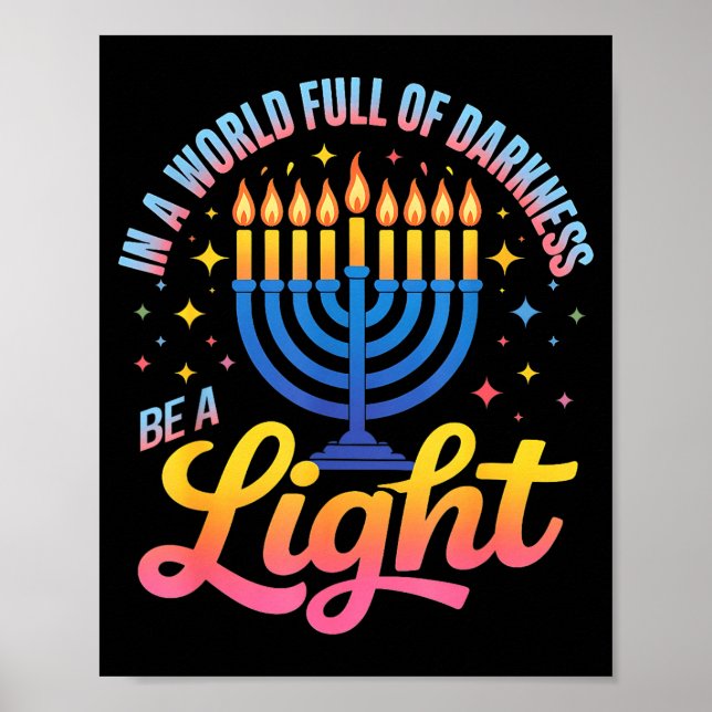 Póster Be A Light Happy Hanukkah Menorah Jewish Gift  (Frente)
