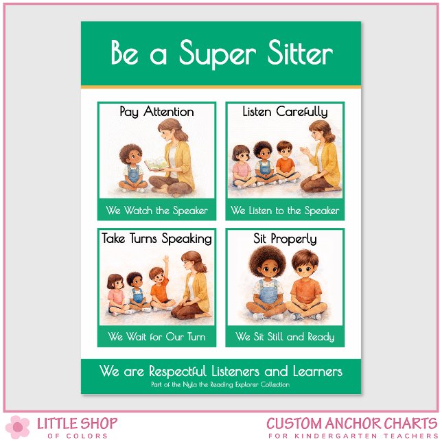 Póster Be a Super Sitter Classroom Anchor Chart Poster (Subido por el creador)