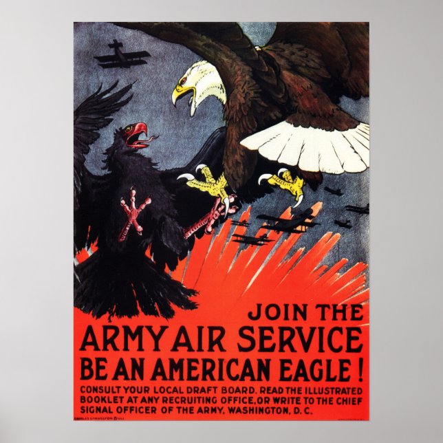 Póster Be An American Eagle! Join The Army Air Service! (Frente)