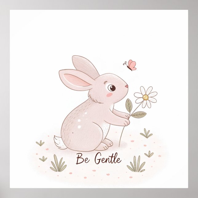 Póster Be Gentle Baby Bunny – Minimalist Scandinavian (Frente)