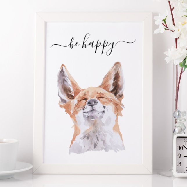 Póster Be Happy Fox Nursery Child Woodland (Subido por el creador)