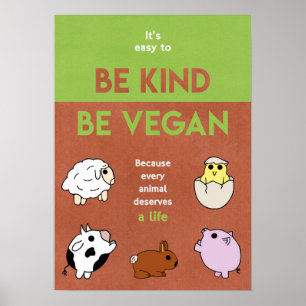 Póster Be Kind Be Vegan Poster