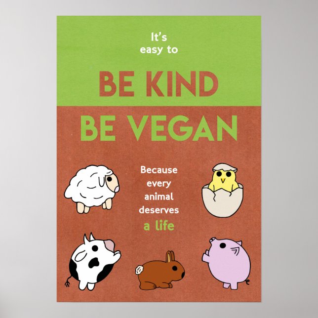 Póster Be Kind Be Vegan Poster (Frente)