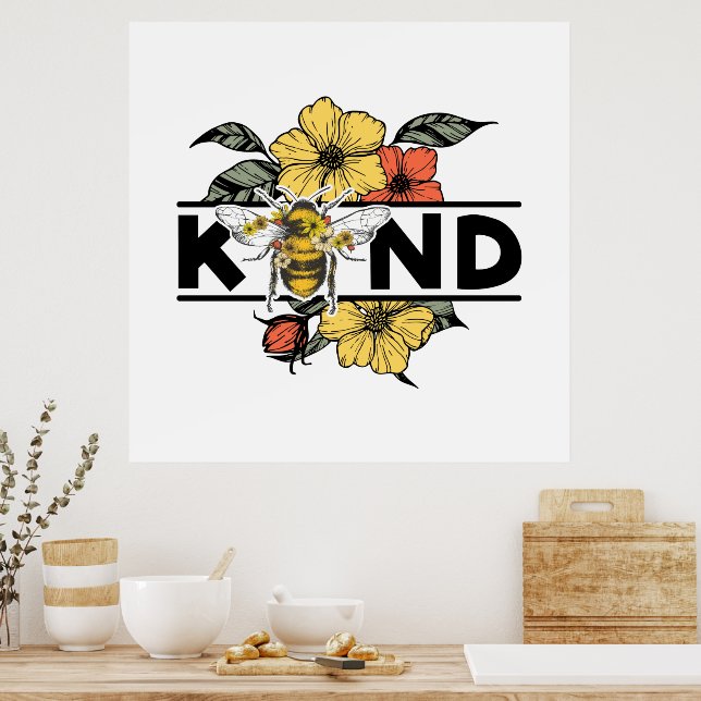 Póster Be Kind Bee diseñado (Cocina)