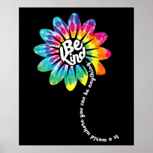 Póster Be Kind Groovy Tie Dye Flower Power Anti Bullys