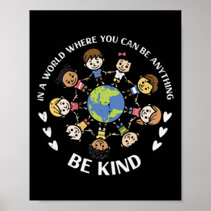 Póster Be Kind Kids Earth Anti Bullying Day Naranja