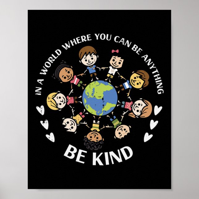 Póster Be Kind Kids Earth Anti Bullying Day Naranja (Frente)