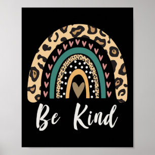Póster Be Kind Leopard Rainbow Kindness Gir Inspirador