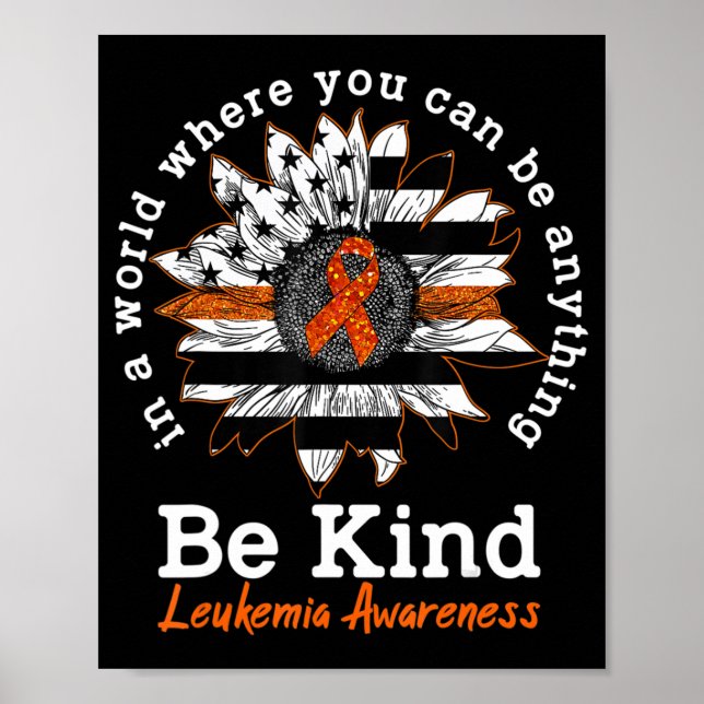 Póster Be Kind Naranja Ribbon Sunflower Amabilidad Leucem (Frente)