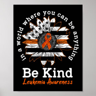 Póster Be Kind Naranja Ribbon Sunflower Amabilidad Leucem