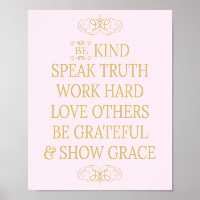 Póster Be Kind Speak Truth Inspirational Hopeful (Frente)
