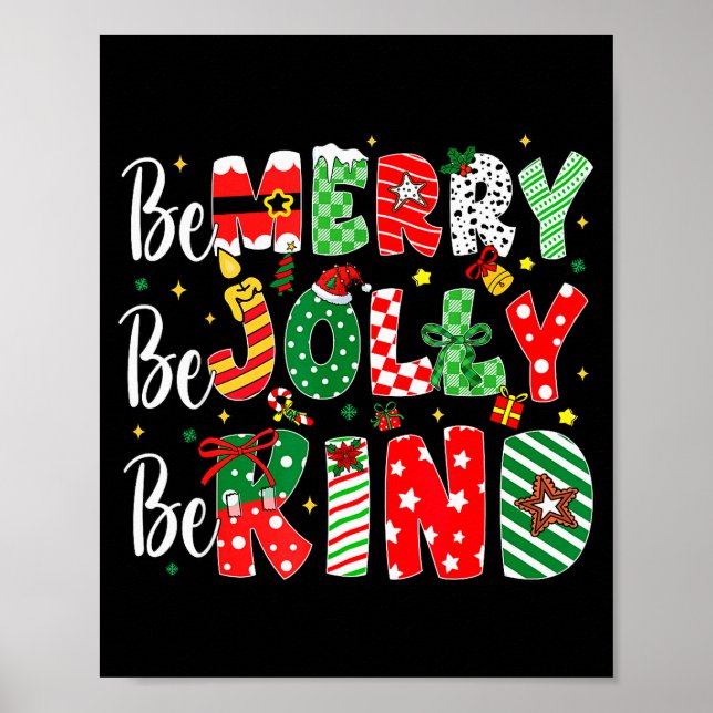 Póster Be Merry Be Jolly Be Kind Merry Christmas Teacher  (Frente)