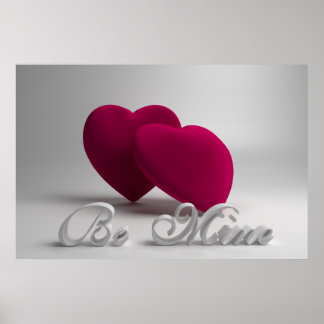 Póster Be Mine 3D Hearts Valentine Poster
