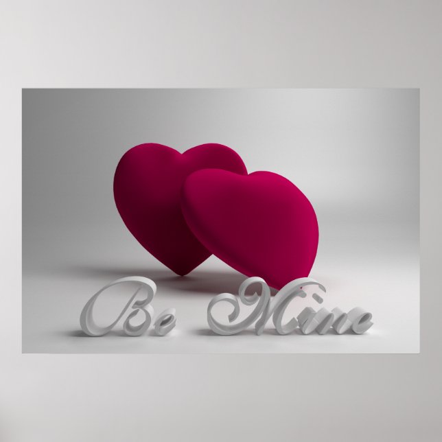 Póster Be Mine 3D Hearts Valentine Poster (Frente)