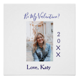 Póster Be my valentine love name purple year photo simple