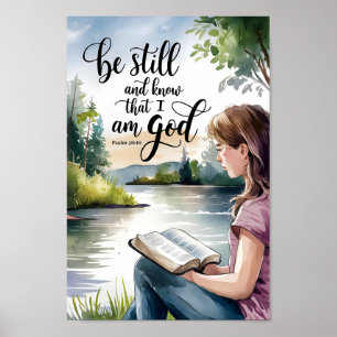 Póster Be Still and Know Christian Adolescente Chica Wall