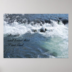 Póster Be Still Bible Verse Rushing White Water