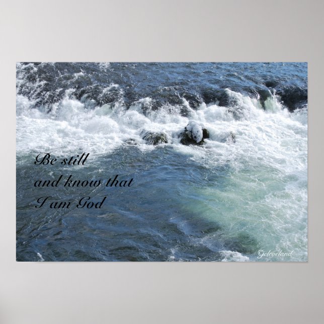 Póster Be Still Bible Verse Rushing White Water (Frente)