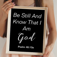 Be Still Psalm Simple Black White Christian Cita