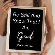 Be Still Psalm Simple Black White Christian Cita