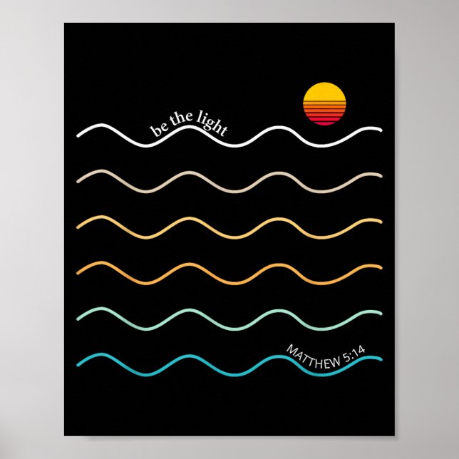 Póster Be The Light Boho Christian Bible Verse Worship Ch (Frente)