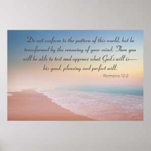 Póster Be Transformed  Romans 12 Beach Scene