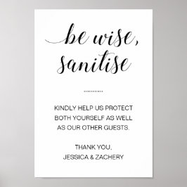 Póster Be Wise Sanitize Hand Sanitiser Boda