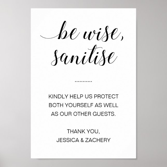 Póster Be Wise Sanitize Hand Sanitiser Boda (Frente)