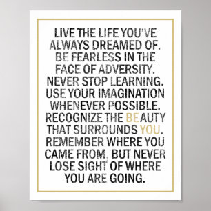 Póster Be You, Be Fearless, Live the Life Inspirational