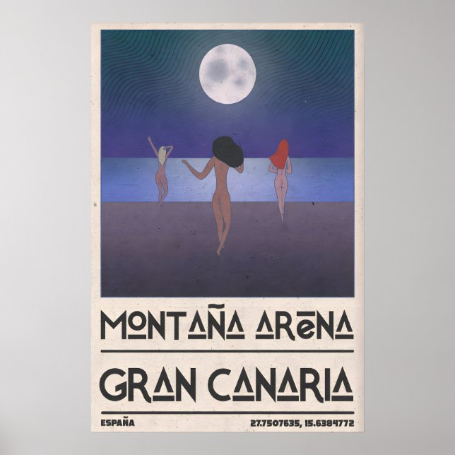 Póster Beach Art Print - Three Figures Walking Toward (Frente)