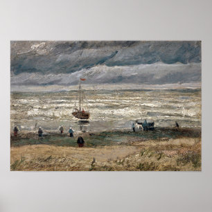 Póster Beach at Scheveningen in Stormy Weather by Vincent
