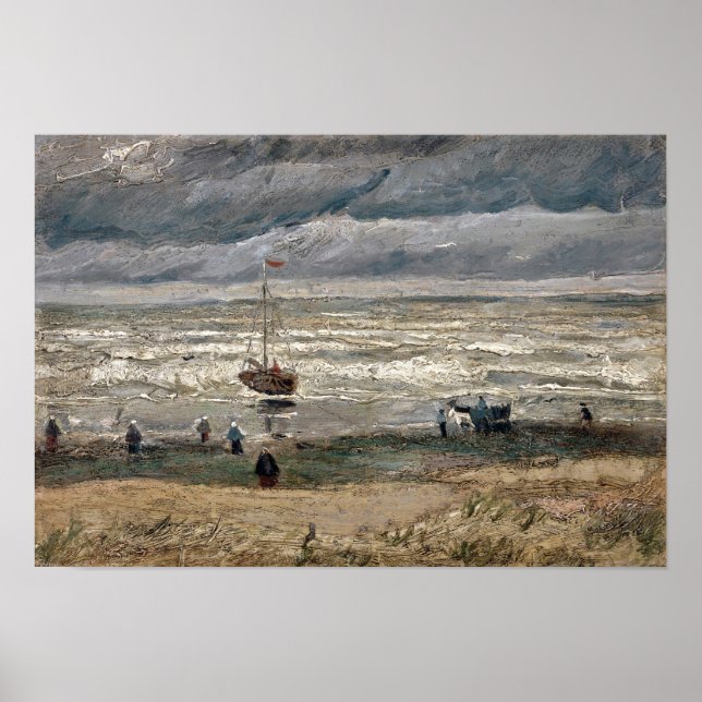 Póster Beach at Scheveningen in Stormy Weather by Vincent (Frente)