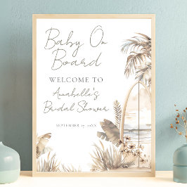Póster Beach Baby On Board Baby Shower Welcome Sign