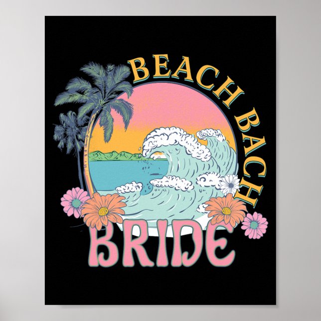 Póster Beach Bach Bride Brida Bridesmaid Retro Summer Bac (Frente)