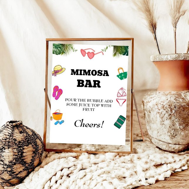 Póster Beach Bachelorette Mimosa Bar Table Rótulo (Subido por el creador)