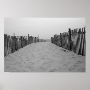 Póster Beach Black and White Photo Print